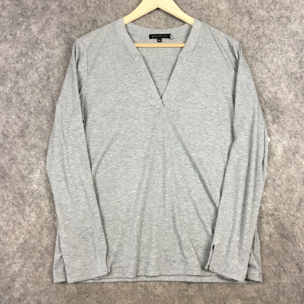 GIBSONLOOK Top XXL Long Sleeve V Neck Light Sweater Casual Knit Basic Everyday